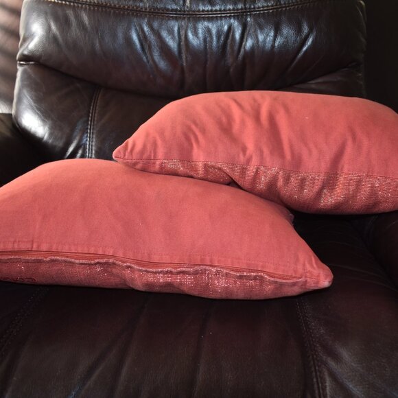 burnt red Orange DUCK Feathers Throw Pillow By Calvin Klein Furniture pair 2 Set - Picture 11 of 14